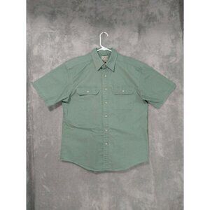 LL Bean Shirt Mens Medium Green Sunwashed Canvas Traditional Fit Short Sleeve